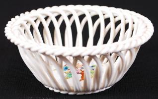 Herendi Viktória mintás kis kosár, kézzel festett, hibátlan, jelzett, d:9 cm