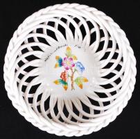 Herendi Viktória mintás kosár, kézzel festett, hibátlan, jelzett, d:12 cm
