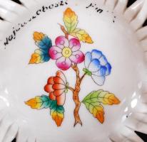 Herendi Viktória mintás kosár, kézzel festett, hibátlan, jelzett, d:12 cm