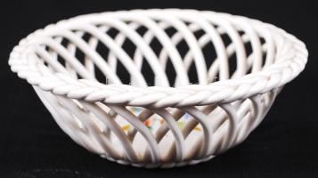 Herendi Viktória mintás kosár, kézzel festett, hibátlan, jelzett, d:12 cm