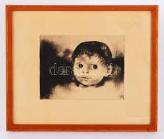 Szász Endre (1926-2003): Kisfiú. Rézkarc, papír, jelzés a dúcon, üvegezett keretben, 13×17 cm