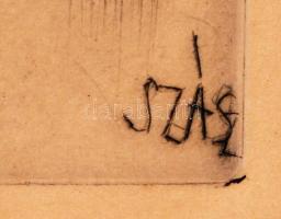 Szász Endre (1926-2003): Kisfiú. Rézkarc, papír, jelzés a dúcon, üvegezett keretben, 13×17 cm