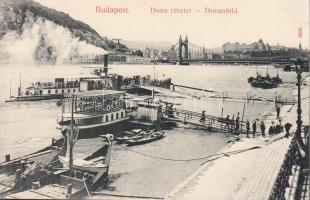 Budapest IX. Pesti alsó rakpart, gőzhajók