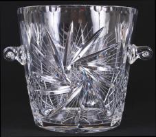 Ólomkristály pezsgős vödör, hibátlan, m:22 cm, d:23 cm