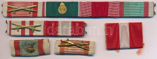 8db szalagsáv, ebből 3db kardokkal, 2db miniatűrrel, némelyek fémlécekre fűzve + 1db mellszalag