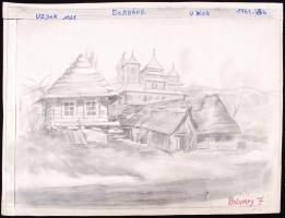 Bolváry József huszár főhadnagy (1919-2012): 7db rajza főleg Óbuda és erdélyi városok + két darab er...