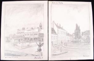 Bolváry József huszár főhadnagy (1919-2012): 7db rajza főleg Óbuda és erdélyi városok + két darab er...