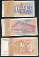 Jugoszlávia 1968. 10D + 1978. 100D + 1981. 1000D + 1992. 500D + 1993. 5000D (32x) + 50.000D (32x) + ...