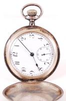 Ezüst (Ag.) dupla fedeles art-deco zsebóra, jelzett, belül "patent remontoir" felirattal, másodperc mutatós, bruttó: 73 g, d:4,5 cm