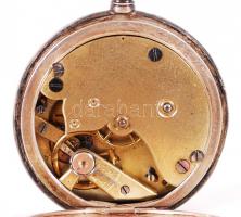 Ezüst (Ag.) dupla fedeles gazdagon cizellált zsebóra, másodperc mutatós, jelzett, bruttó: 28 g, d:3,...