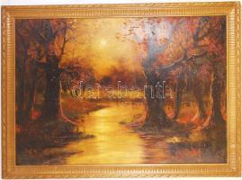 Csókfalvy jelzéssel: Erdőrészlet. Olaj, karton, antik keretben 80×110 cm