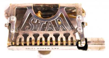 Star Razor borotva szett, régi fém dobozában, 6×3 cm, m:4 cm