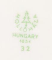 Virágokkal díszített, matricás, jelzett Hollóházi porcelán tálka / 
Porcelain bowl, 18x14cm