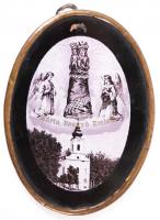 cca 1900 Máriabesnyői emlék, réz keretben, 9cm