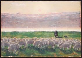 2db naiv festmény népies szcénával: olaj, vászon; gouache, papír, kartonra kasírozva, 34x26cm, 19,5x...