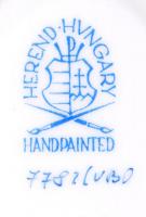 Viktória mintás, kézzel festett és aranyozott, jelzett Herendi tálka / 
Hand painted gold plated tin...