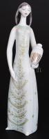 Korsót hordó lány, kézzel festett és aranyozott, jelzett Hollóházi porcelán figura /  Hand painted female figure, 27cm