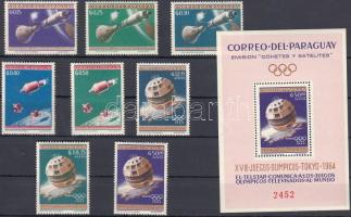 1964 Tokioi olimpia, műholdak Mi 1295-1302 + blokk 54