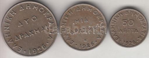 Görögország 1926. 50L + 1926B 1Dr + 1926. 2Dr T:2 Greece 1926. 50 Lepta + 1926B 1 Drachma + 1926. 2 Drachmai C:XF