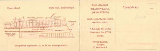 Balatonvilágos villatelkek, reklám; folding card