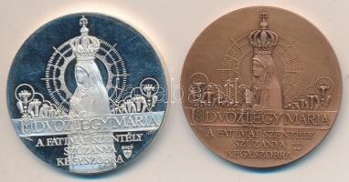 Bozó Gyula (1913-2004) 1994. "Nemzeti Engesztelő zarándoklat / Fatimai szentély" Br és ezüstözött Ffém emlékérem pár T:1,PP