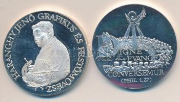 Bozó Gyula (1913-2004) 1994. "Esztergom Synodus" Br és ezüstözött fém emlékérem + 1994. "Haranghy Jenő születésének 100. évfordulójára" ezüstözött fém emlékérem (42.5mm) T:PP