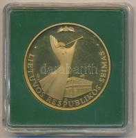 Litvánia 1990. "Függetlenség" aranyozott fém emlékérem (37mm) plasztik tokban T:PP Lithuania 1990. "Indepemdence Day" gilt metal medallion (37mm) in plastic case C:PP
