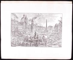 Giovanni Battista Piranesi (1720-1778): Veduta di Piazza Navona sopra le rovine del Circo Agonale. Nyomat reprodukció, kartonra kasírozva, 54x66cm