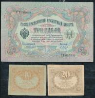 Oroszország 1909-1912. 3R szign.: Konshin + 1912-1917. 5r szign.: Shipov + 1912-1917. 10R szign.: Sh...