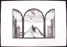 Pató Károly (1950): Triptichon. Szitanyomat, 14/100, jelzett, 42x60cm