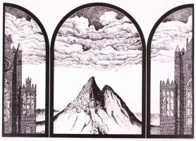 Pató Károly (1950): Triptichon. Szitanyomat, 14/100, jelzett, 42x60cm