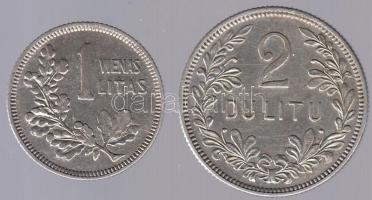 Litvánia 1925. 1L Ag + 2L Ag T:2,2- Lithuania 1925. 1 Litas Ag + 2 Litas Ag C:XF,Vf