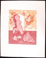 Badacsonyi Sándor (1949): Csendélet torzóval. Színes rézkarc, akvatinta, papír, 52/100, jelzett, 49x40cm