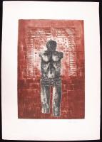 Valkó László (1946): Töredék. Színes akvatinta, papír, 3/12, jelzett, 57x40cm