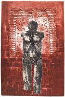 Valkó László (1946): Töredék. Színes akvatinta, papír, 3/12, jelzett, 57x40cm