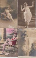 11 db régi motívum képeslap; hölgyeket ábrázoló, többnyire erotikus lapok / 11 pieces of motive cards, mainly erotic crads