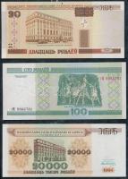 Fehéroroszország 1994-2000. 20R + 100R + 20.000R T:I Belorussia 1994-2000. 20 Rubles + 100 Rubles + 20.000 Rubles C:Unc