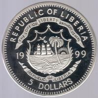 Libéria 1999. 5$ Ag "Sir Francis Drake" T:PP Liberia 1999. 5 Dollars silver plated Ag "Sir Francis Drake" T:PP
