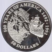 Cook-szigetek 1992. 50$ Ag "Amerika 500 éve - Davis szoros" T:PP Cook Islands 1992. 50 Dollars Ag "500 Years of America - John Davis' strait" C:PP