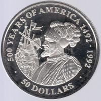 Cook-szigetek 1991. 50$ Ag "Amerika 500 éve - Balboa" T:PP Cook Islands 1991. 50 Dollars Ag "500 Years of America - Balboa" C:PP