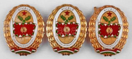 ~1960-1980. Kiváló Szakaszparancsnok + Kiváló Zászlóaljparancsnok + Kiváló Századparancsnok zománcozott jelvény T:II