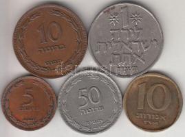 Izrael 5db klf fémpénz T: 2,2- Israel 5pcs diff coins C:XF,VF