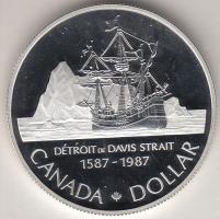 Kanada 1987. 1$ Ag "John Davis" T:PP Tanúsítvánnyal! anada 1987. 1 Dollar Ag "John Davis" C:PP