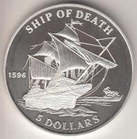Salamon szigetek 1999. 5$  "Halálhajó" Ag T:PP Solomon Islands 1999. 5 Dollars Ag "Ship of Death" C:PP