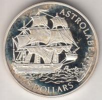Cook szigetek 1992. 5$ Ag "Astrolabe vitorláshajó" T:PP Cook Islands 1992. 5 Dollars Ag "Sailing ship Astrolabe" C:PP