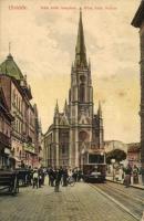 Újvidék rom. cath. church, tram