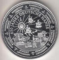 Németország DN "650 éves a német Hanza-szövetség" Ag emlékérem (15.31g/34mm) T:PP Germany ND "650th Anniversary of the German Hanse" Ag medallion (15.31g/34mm) C:PP