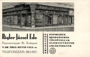 Budapest V. Tisza Kálmán utca 14. Rigler József Ede Papírneműgyár Rt. So. Stpl (non pc)