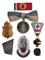 8 db vegyes jelvény, közte: 1830. "Szt. Margit" érem szalagon, 1964. "Sport RCAF Fitness Award", szocialista darabok T:vegyes