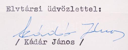 Kádár János és Kisházi Ödön 1968. újévi levélváltása, Kádár saját kezű aláírásával, névjegykártyával